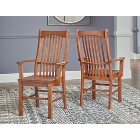 2 A-America Laurelhurst Mission Oak Slatback Arm Chairs