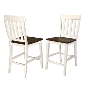 2 A-America Mariposa Cocoa Chalk Slatback Counter Chairs