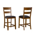 Mariposa Ladderback Counter Chair, with Upholstered Seat, Rustic Whiskey Finish