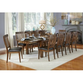 A-America Mariposa Black Rustic Whiskey 11pc Dining Room Set with Leg Table...