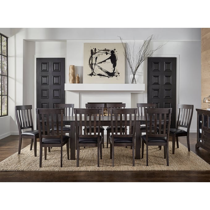 A-America Mariposa Black Warm Grey 11pc Dining Room Set with Leg Table and Slatback Chair AAF-MRPWG-DR-S12