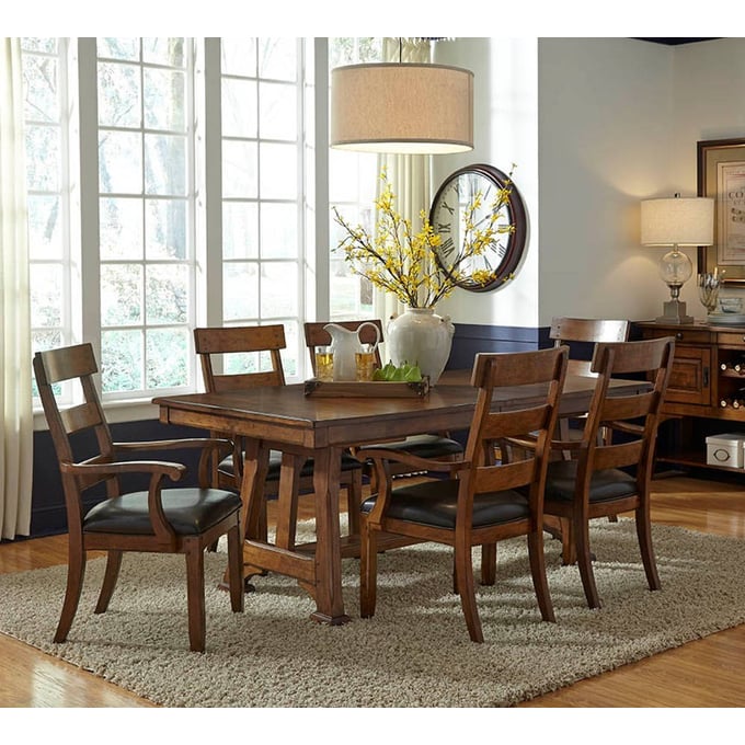 A-America Ozark Mango Faux Leather 7pc Dining Room Set with Arm Chair AAF-OZAMA-DR-S2