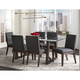 A-America Palm Canyon Carob Brown Fabric 7pc Dining Room Set