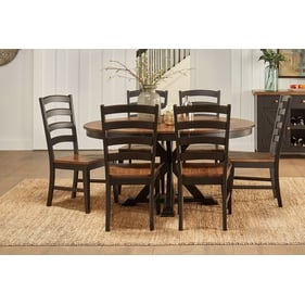 A-America Stormy Ridge Chickory Black 7pc Round Dining Room Set