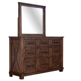 A-America Sun Valley Rustic Timber 9 Drawer Dresser and Mirror