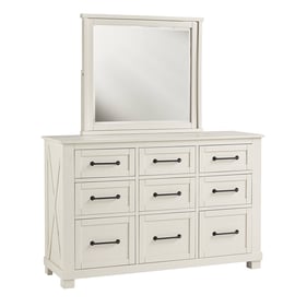 A-America Sun Valley White 9 Drawer Dresser and Mirror