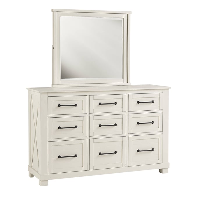 A-America Sun Valley White 9 Drawer Dresser and Mirror AAF-SUVWT55-DRMR