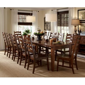 A-America Toluca Rustic Amber 11pc Dining Room Set with Ladderback Chair