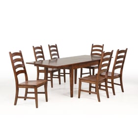 A-America Toluca Rustic Amber 7pc Dining Room Set with Ladderback Chair