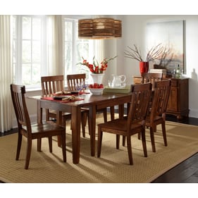 A-America Toluca Rustic Amber 7pc Dining Room Set with Slatback Chair