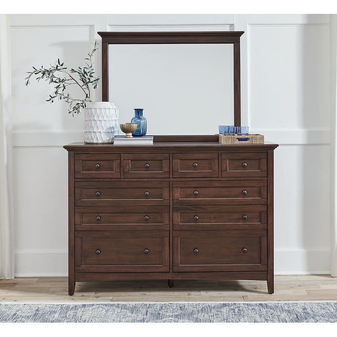 A-America Westlake Cherry Brown Master Dresser and Mirror AAF-WSLCB55-DRMR