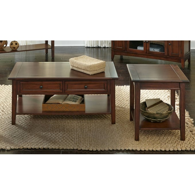 A-America Westlake Cherry Brown 3pc Coffee Table Set AAF-WSLCB-OCT-S1