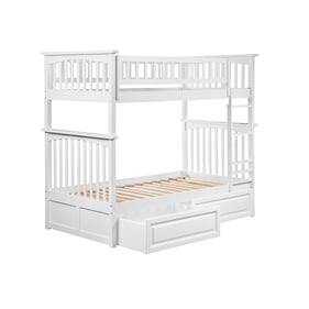 AFI Furnishings Columbia White Twin Over Twin Bunk Bed with Raised Panel Be...