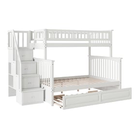 AFI Furnishings Columbia White Twin Over Full Staircase Bunk Bed with Raise...