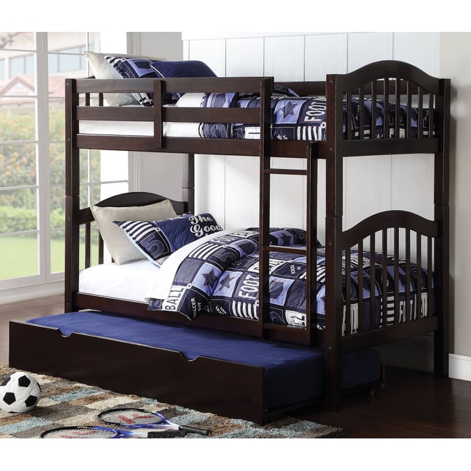 Acme Furniture Heartland Espresso Twin Over Twin Trundle Bunk Bed ACM-02554-TRND-BB