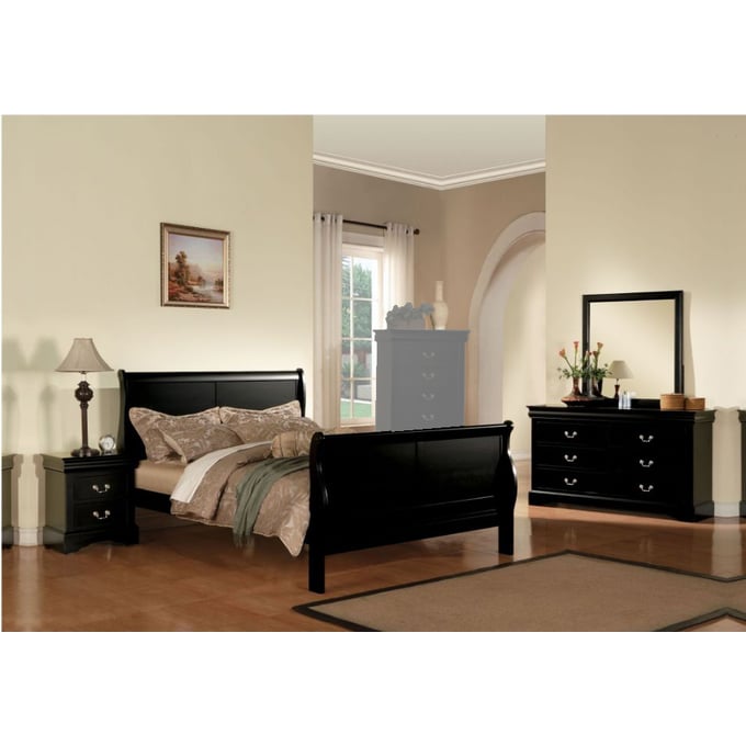 Acme Furniture Louis Philippe III Black 4pc Bedroom Set With Queen Bed ACM-19500Q-BR-4PC