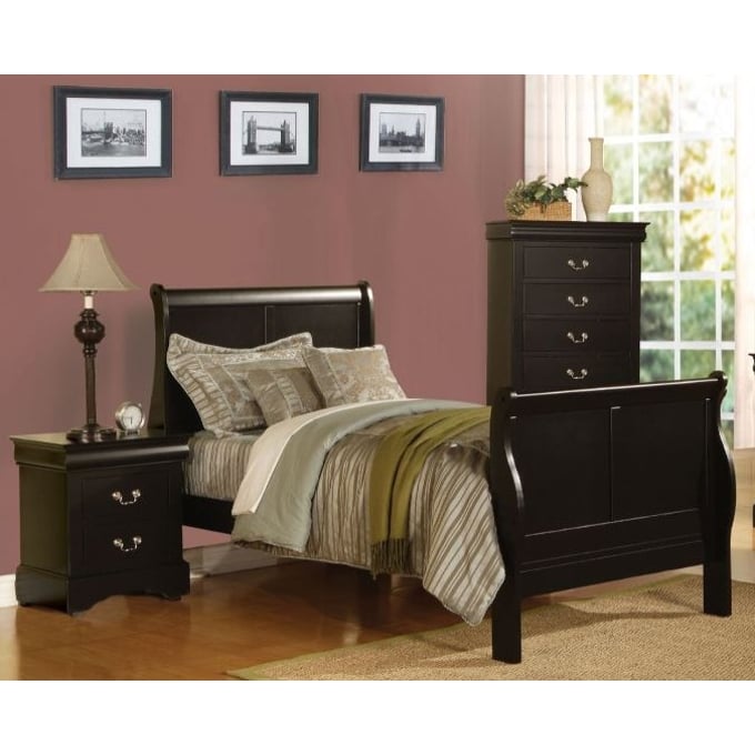 Acme Furniture Louis Philippe III Black 4pc Bedroom Set With Full Bed ACM-19508F-BR-4PC