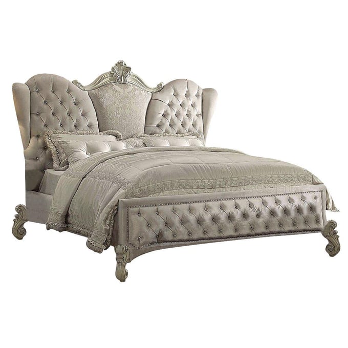 Acme Furniture Versailles Ivory Bone White Tufted Queen Bed ACM-21130Q