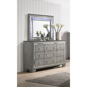 Acme Furniture Antares Light Gray Oak Dresser and Mirror