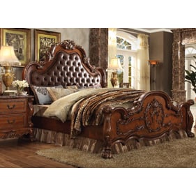 Acme Furniture Dresden Cherry Oak 4pc Bedroom Set With Leather King Bed