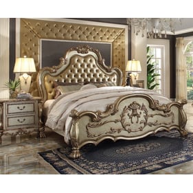 Acme Furniture Dresden Bone Gold Patina 4pc Bedroom Set With Leather Queen ...