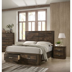 Acme Furniture Elettra Rustic Walnut 4pc Bedroom Set With King Storage Bed