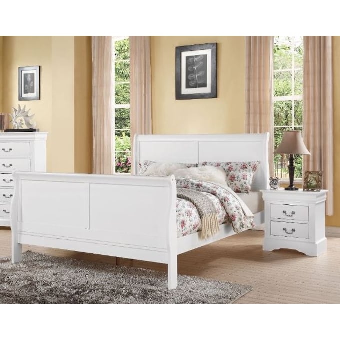 Acme Furniture Louis Philippe III White 4pc Bedroom Set With King Bed ACM-24497EK-BR-4PC