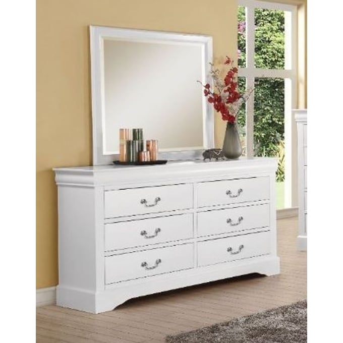 Acme Furniture Louis Philippe III White Dresser And Mirror ACM-2450-DRMR