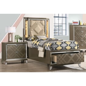 Acme Furniture Skylar Dark Champagne 4pc Kids Bedroom Set With Twin Storage...