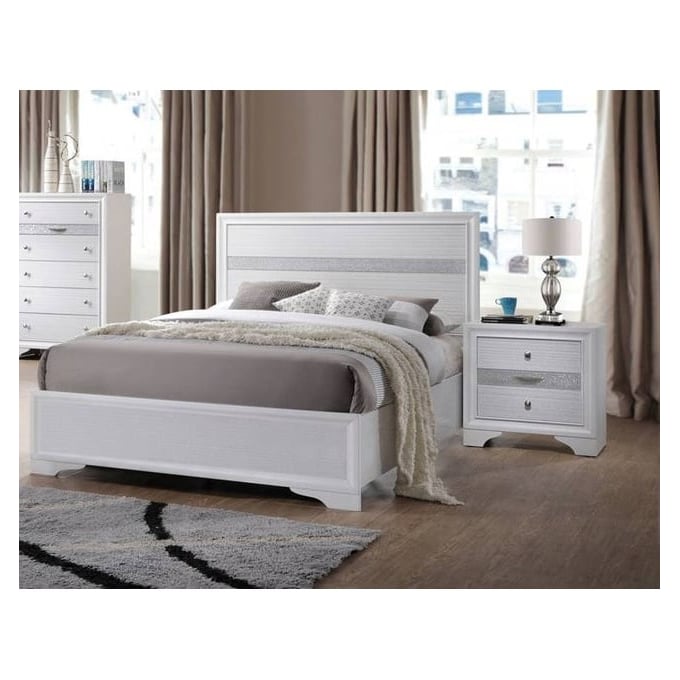 Acme Furniture Naima White 4pc Bedroom Set With Full Bed ACM-25765F-BR-S1