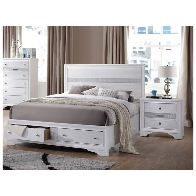 Acme Furniture Naima White 4pc Bedroom Set With King Storage Bed ACM-25767EK-BR-S1