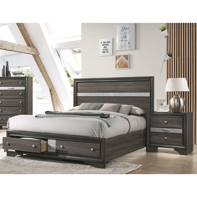 Acme Furniture Naima Gray 4pc Bedroom Set With Queen Storage Bed ACM-25970Q-BR-S1