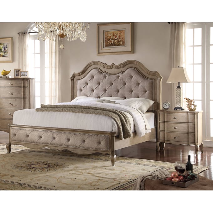 Acme Furniture Chelmsford Beige Antique Taupe 2pc Bedroom Set With Queen Bed ACM-2605-BR-S1