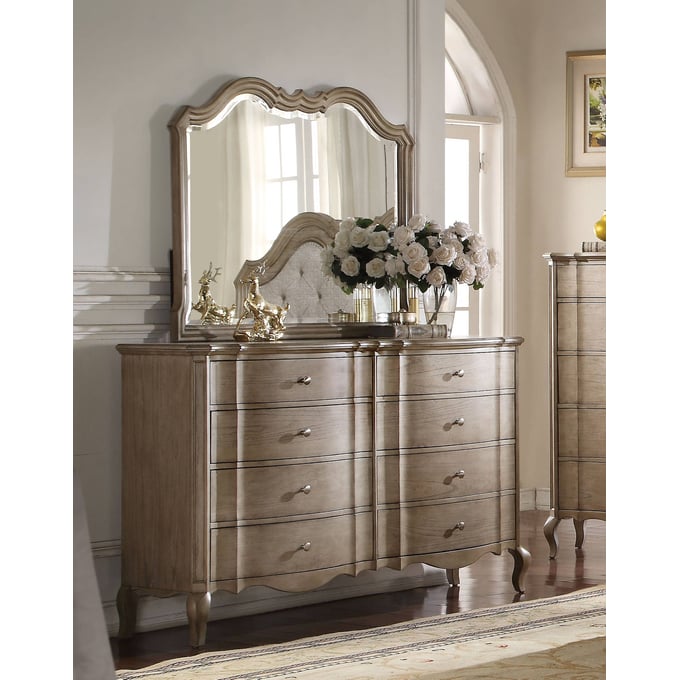 Acme Furniture Chelmsford Antique Taupe Dresser and Mirror ACM-2605-DRMR