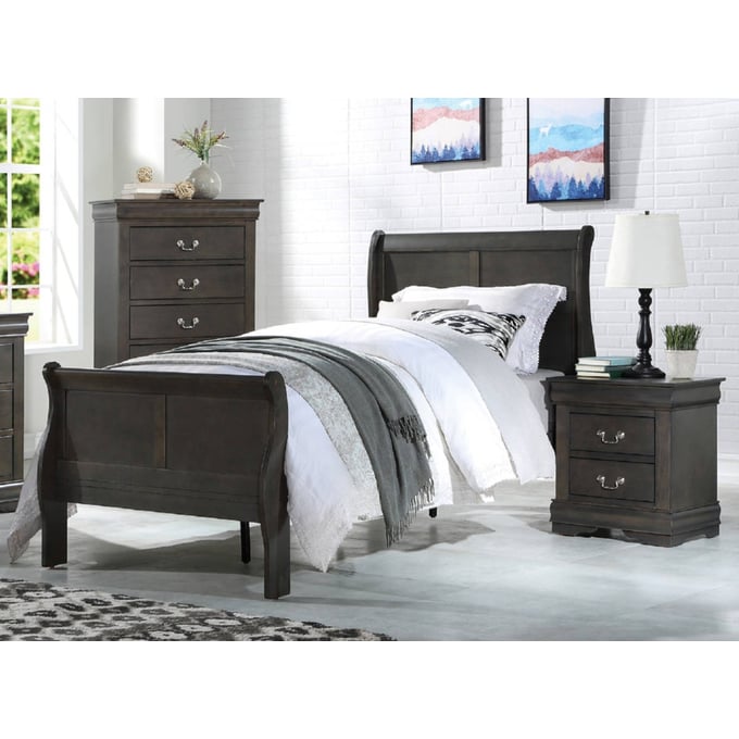 Acme Furniture Louis Philippe Platinum 2pc Bedroom Set with Queen Bed