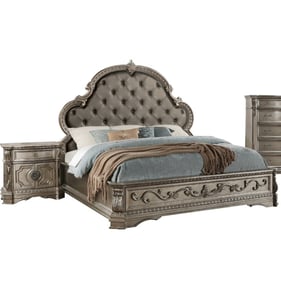 Acme Furniture Northville Antique Silver 4pc Queen Bedroom Set With Marble ...