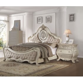 Acme Furniture Ragenardus Beige Antique White 2pc Bedroom Set With Queen Be...