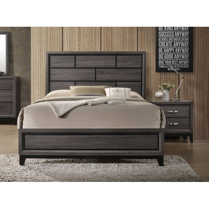 Acme Furniture Valdemar Weathered Gray 2pc Bedroom Set with King Bed ACM-27047EK-BR-S1