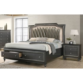 Acme Furniture Kaitlyn Metallic Gray 4pc Bedroom Set With King Storage Bed