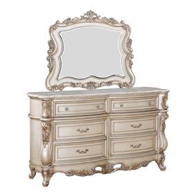 Acme Furniture Gorsedd Golden Ivory Dresser and Mirror