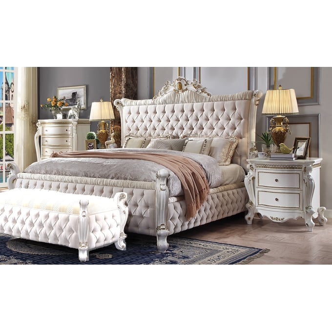 Acme Furniture Picardy Antique Pearl 4pc Bedroom Set With King Bed ACM-27877EK-BR-S1