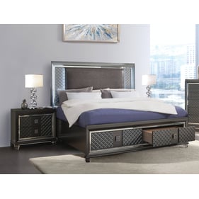 Acme Furniture Sawyer Metallic Gray 4pc Bedroom Set With Queen Storage Bed