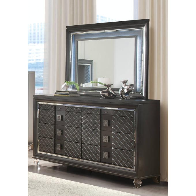 Acme Furniture Sawyer Metallic Gray Dresser and LED Mirror ACM-2797-DRMR