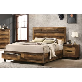 Acme Furniture Morales Rustic Oak 4pc Bedroom Set With King Storage Bed