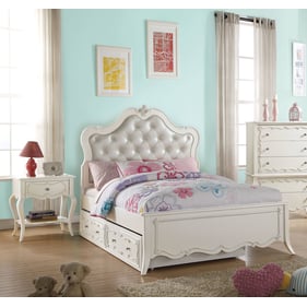 Acme Furniture Edalene Pearl White 2pc Bedroom Set with Full Trundle Bed