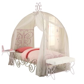 Acme Furniture Priya II White And Light Purple Twin Canopy Bed