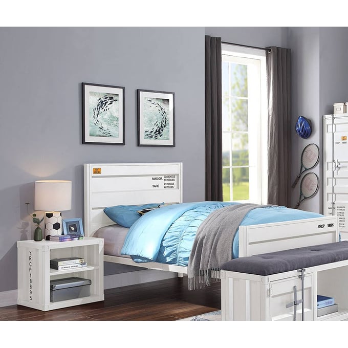 Acme Furniture Cargo White Metal 2pc Bedroom Set with Twin Bed ACM-359-WH-KBR-S1