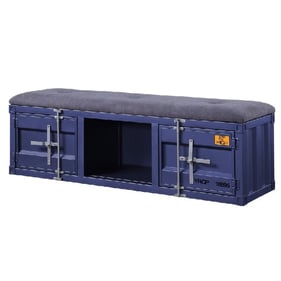 Acme Furniture Cargo Gray Blue Storage Bench