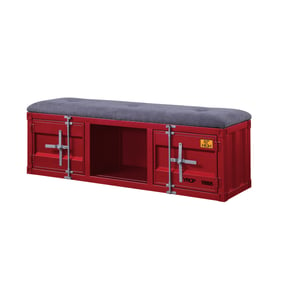 Acme Furniture Cargo Gray Red Storage Bench