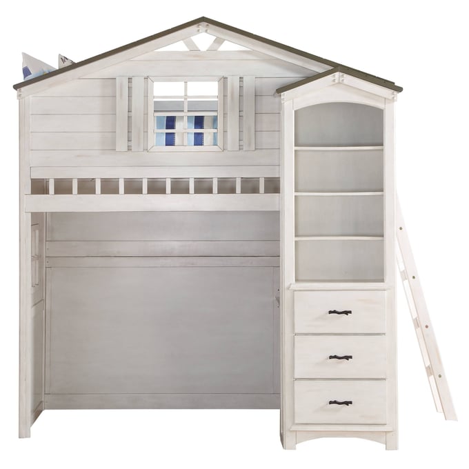 Acme Furniture Tree House Weathered White Gray Loft Bed Set ACM-37165-68